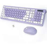 Reccazr Wireless Keyboard And Mouse Combo, Full-Sized Wireless Keyboard And Adjustable Dpi Mouse, 2.4Ghz Usb Receiver, Wireless Keyboard And Mouse For Pc, Windows, Desktop, Laptop (Purple)