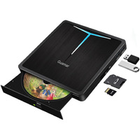 Guamar External Dvd Drive, Usb 3.0 Dvd Player For Laptop With 2 Usb/Sd/Tf Slot, Cd Drive External Usb Portable Cd/Dvd Burner Disk Reader Writer For Pc Mac Macbook Windows 11 Linux