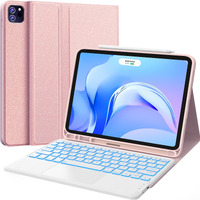 Chesona For Ipad Air 11 Inch Case With Keyboard (M2, 2024), 7-Color Backlight, Touchpad And Pencil Holder, 2 Bluetooth Channels, For Ipad Pro 11 (4Th/3Rd/2Nd/1St Gen) For Ipad Air 5Th & 4Th Gen,Pink