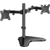 Huanuo Dual Monitor Stand, Free-Standing Fully Adjustable Dual Monitor Mount For 2 Screens Up To 32 Inches, 17.6Lbs Per Arm, Heavy Duty Double Monitor Stand For Desk With Tilt, Swivel, Rotation, Black