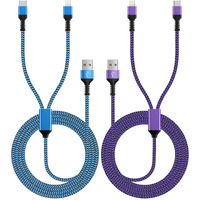 Multi Charging Cable 2-In-1, 4Ft Long Multiple Charger Cord Usb To Lightning & Type C Port Apple And Android Braided Charging Wire For Iphone 15 Pro Max 14 13 12 Xr 8Plus, Ipad Air/Mini, Galaxy, Pixel