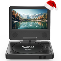 9.5"" Portable Dvd Player With 7.5"" Swivel Display Screen, 5-Hour Built-In Rechargeable Battery, Car Dvd Player,Supports Sd Card/Usb/Cd/Dvd And Multiple Disc Formats, High Volume Speaker,Black