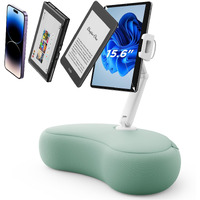 Saiji Tablet Stand Pillow, 360 Adjustable Tablet Holder For Bed With Flexible Dual Axis Arm, Phone Holder For Iphone 15, 15Pro, Ipad, Kindle, Portable Monitor And All 4.7"" - 15.6"" Devices (Cyan)