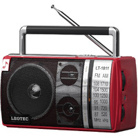 Leotec Am Fm Radio, Portable Bluetooth Radio, Plug In Wall Or Battery Operated Best Reception With Headphone Jack, Handheld Great For Home, Outdoor, Red