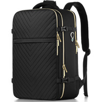Large Carry On Travel Backpack - Flight Approved Waterproof Anti-Theft Luggage Daypack For Women Men Fit 17 Inch Laptop Business Weekender Overnight Backpack College Bag Personal Item Size Black