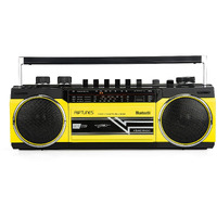 Riptunes Cassette Boombox, Retro Blueooth Boombox, Cassette Player And Recorder, Am/Fm/Sw-1-Sw2 Radio-4-Band Radio, Usb, And Sd, Yellow