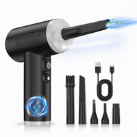 Compressed Air Duster, 100000Rpm Handheld Car Air Blower& Pump, 3 Gear Adjustable Electric Air Duster/Mini Pc Cleaner, Rechargeable Keyboard Duster With Led Light-8 Kits Air Blower For Computer