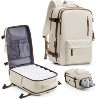 Vecave Carry On Backpack For Women,Large Travel Backpack Flight Approved,Waterproof 17 Inch Laptop Backpack Business Work Backpacks Men Mochila De Viaje Whitebrown