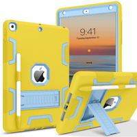 Veningo Ipad 9Th Generation Case, Ipad 8Th Gen Case,Ipad 7Th Gen Case, Ipad 10.2 2021/2020/2019 Case, 3 In 1 Heavy Duty Rugged Shockproof Protective Tablet Cover With Stand Pen Holder, Yellow/Blue