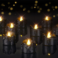 Homemory 24-Pack Melting Black Candles Battery Operated Tea Lights, Halloween Flameless Flickering Candles, Ideal For Holiday Decor, Theme Party, Dia 1-2/5"" X H 1-1/4''