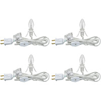 4 Sets Accessory Cord With One Light Bulb, 6 Feet Ul Listed White Cord Christmas Village Lights With On/Off Switch Plugs, C7 Clip-In Lamp For Christmas Halloween Craft House Village Salt Lamp Decor