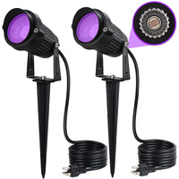 Sunvie Led Black Light Outdoor Halloween Spotlight With Photocell Sensor 10W Outdoor Blacklight Waterproof 120V Purple Spotlight Outdoor Black Light Spotlight For Glow Party Fluorescent Poster, 2 Pack