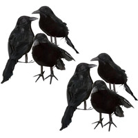 Zodifevi 6 Pack Realistic Crows, Real Touch Black Feathered Crows, Halloween Decorations,Artificial Handmade Feathered Raven, Halloween Party Decor Prop Outdoors And Indoors Decoration