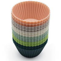 Reusable Silicone Cupcake Baking Cups 24 Pack, 2.75 Inch Silicone Baking Cups, Non-Stick Muffin Cupcake Liners For Party Halloween Christmas, Easy Clean Pastry Muffin Molds(Multicolor)