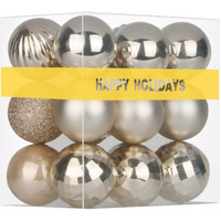 Champagne Gold 1.6"" Small Christmas Balls Christmas Tree Decoration Ornaments Shatterproof Hanging Balls For Birthday Halloween Holiday Wedding Decorations Set Of 18Pcs