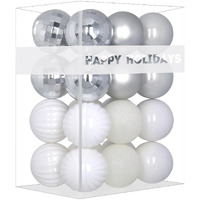 White & Silver 3.2"" Large Christmas Balls - Christmas Tree Decoration Ornaments Shatterproof Hanging Balls For Birthday Halloween Holiday Wedding Decorations Set Of 24Pcs