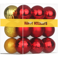 Red & Gold 1.6"" Small Christmas Balls Christmas Tree Decoration Ornaments Shatterproof Hanging Balls For Birthday Halloween Holiday Wedding Decorations Set Of 18Pcs