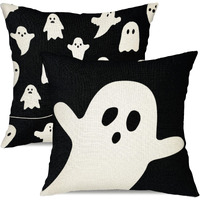 Jxzygmd Halloween Pillow Cover 18X18 Set Of 2 Ghost Halloween Lumbar Pillow Covers Decorations Outdoor Halloween Pillows Decorative For Halloween Home Decor For Sofa
