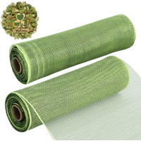 Toniful 2 Rolls 10 Inch Sage Green Decorative Mesh Ribbbon Rolls, Fabric Mesh For Mesh Wreath Supplies, Front Door Wreath Crafts Tree Decor Christmas Newyears Halloween Decoration (10 Yds/Roll)