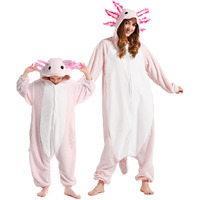 Darkcom Axolotl Onesie For Kids,Flannel Animalcosplay Halloween Costume Parent-Child Sleepwear For Girls Boys 12-13 Years
