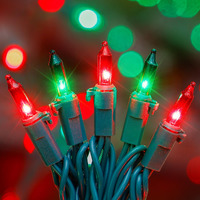 Heyfuni 50Count Red Green Christmas Lights, Green Wire 13Ft Incandescent Traditional Holiday String Light Set For Indoor Outdoor Use Christmas Tree, Halloween, Valentine Wedding Lighting Decoration