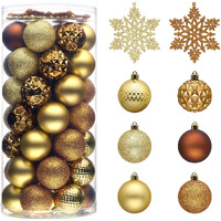 Valery Madelyn Christmas Tree Decorations Ornament Set For Fall Halloween Decor, 50Ct Bronze Copper Gold Shatterproof Christmas Ball Ornaments Bulk, 2.36 Inches Hanging Decor For Xmas Holiday Party
