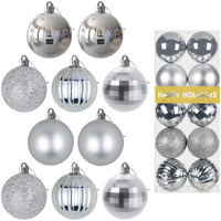 Silver 2.5"" Christmas Balls Christmas Tree Decoration Ornaments Shatterproof Hanging Balls For Birthday Halloween Holiday Wedding Decorations Set Of 10Pcs