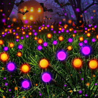 Albelt Upgrade Outdoor Halloween Decorations, 6-Pack Swaying Solar Lights (Orange And Purple), Sway By Wind, Long Lasting, 48 Led Waterproof Garden For Party Decor Yard Patio Pathway (Jm - Firefly)