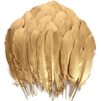 Tharaht 120Pcs Gold Goose Feathers Natural Bulk 6-8 Inch 15-20Cm For Crafts Diy Cosplay Wedding Party Halloween Decoration Goose Nagoire Feathers