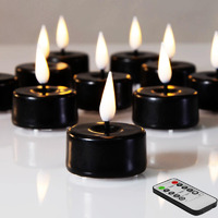 Eywamage Black Halloween Flameless Wax Tealights With Remote Batteries, Flickering Led Tea Candles Set Of 10