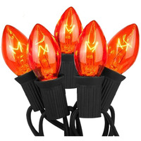 Halloween Orange String Lights Outdoor, 25Ft C7 Halloween Decorations Lights With 27 Clear Orange Bulbs (2 Spare), Waterproof Vintage Christmas Lights For Patio Halloween Party Holiday Garden- Black