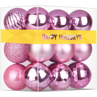 Bubblegun Pink 1.6"" Small Christmas Balls Christmas Tree Decoration Ornaments Shatterproof Hanging Balls For Birthday Halloween Holiday Wedding Decorations Set Of 18Pcs