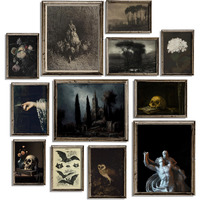 Waschbr Gothic Wall Art Decor, Dark Academia Wall Prints For Bedroom, Wall Collage Kit Pictures For Living Room, Witchy Posters For Room Aesthetic, Moody Halloween Dorm Gallery Home Decor