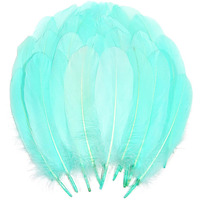 Tharaht 120Pcs Light Blue Goose Feathers Natural Bulk 6-8 Inch 15-20Cm For Crafts Diy Cosplay Wedding Party Halloween Decoration Goose Nagoire Feathers