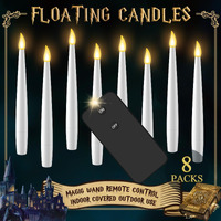 Floating Candles With Remote 8Pcs - Halloween Decorations Magic Hanging Candles Flickering Warm Light Led Flameless Candles With Remote, Floating Lights For Window Bedroom Wedding Birthday Party Decor