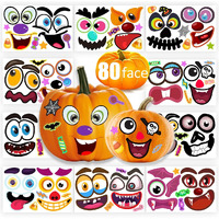 80 Packs Halloween Pumpkin Decorating Kit, Make Pumpkin Face Stickers In 20 Designs, Halloween Stickers For Kids Halloween Party Favors Trick Or Treat Party Supplies