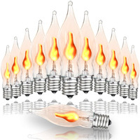 Halloween C7 Flame Light Bulbs Flickering Light Bulbs, 12 Pack Clear Glass Shell Flame Effect Light Bulb As C7 Replacement Bulbs For Flame String Lights & Christmas Halloween Decor, E12 Base - 1W
