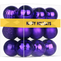 Purple 1.6"" Small Christmas Balls Christmas Tree Decoration Ornaments Shatterproof Hanging Balls For Birthday Wedding Halloween Holiday Decorations Set Of 18Pcs
