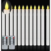 Wemarry Flameless Taper Candles 10.6"" Dripless Battery Operated Window Candles Included Remote Timer 400+ Hours By 2Aa Batteries For Home Decor Halloween Christmas Wedding(White,12 Pack)