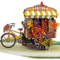 Paper Love 3D Flower Bike Pop Up Card, Handmade Fall Greeting Cards For Autumn, Birthday, Thanksgiving, Halloween, Thinking Of You, All Occasion Or Just Because | 5"" X 7"" Includes Envelope And Note