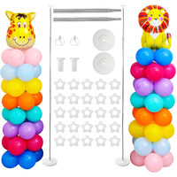 Voircoloria Balloon Stand Kit Set Of 2, 7Ft Adjustable Height Balloon Column Kit For Floor With Metal Telescopic Pillar For Halloween Thanksgiving Day New Years 2025 Gender Reveal Party Decorations