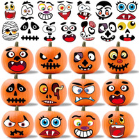 Halloween Pumpkin Decorating Stickers Jack-O-Lantern Diy Make A Pumpkin Face Expressions Decals Decorations For Treats Party Favors Game Stickers