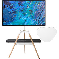 Fydeamer Universal Tripod Easel Tv Stand For 32-65 Inch Led Lcd Screen Flat Curved Screen, Height Adjustable Studio Tv Display Stand With 140 Swivel For Bedroom, Living Room, Corner Tv Stand (White)