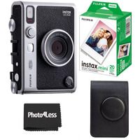 Fujifilm Instax Mini Evo Hybrid Instant Camera Bundle With Case Compatible With Fujifilm Instax Mini Evo + Fujifilm Instax Mini Twin Pack Instant Film (16437396) (Black)