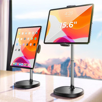 Height Adjustable Tablet Stand For Desk, Tablet Holder 360 Rotation: Desktop Tablet Accessories For 4.7-15.6"" Tablet Like Ipad Pro 13, 11, 9.7, 10.5, Air Mini 2 3 4, Kindle, Monitor, Nexus, E-Reader