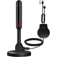 Tv Antenna With Magnetic Base - Digital Indoor 4K Hd Tv Antenna - Amplified Hdtv Antenna 360 Long Reception Range With Signal Booster - Tv Aerial Support All Types Tv