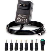 18V Ac Dc Power Supply Adapter 18Volt 1 Amp Charger Dc 18V 1A Power Cord With 8 Interchangeable Jacks For 100Ma 200Ma 300Ma 400Ma 500Ma 600Ma 800Ma 900Ma 1000Ma Electronics