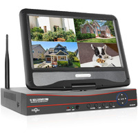?No Hdd? 10'' Lcd Wireless Wifi Nvr 10 Channels Network Video Recorder, Motion Detection Zones, 24/7 Record, Work With Hiseeu Eseecloud 1080P/3Mp/5Mp Wireless Camera
