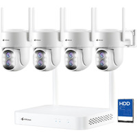 Kittyhok Ptz Wireless Security Camera System | 4Pcs Dual Lens 2K Security Camera Wireless Outdoor With 10X Zoom, Wifi6 2.4G/5G, Auto Tracking, Human Detection, Spotlight | 10Ch Nvr With 500Gb Hdd