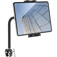 Exercise Bike Tablet Holder, Treadmill Spin Bike Gooseneck Adjustable Arm Mount, Microphone Stand Tablet Holder Stationary Handlebar Tablet Holder Compatible With Ipad 4.7-12.9"" Tablets Smartphones
